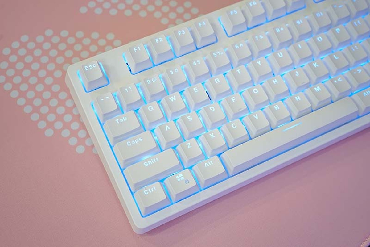 Bàn phím cơ E-Dra EK387 Mechanical Gaming Outemu Brown switch White Case Blue Led USB sử dụng bộ keycap doubleshot chất lượng cao